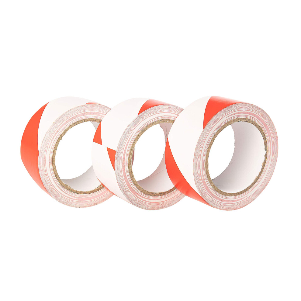 Hazard Tape Red And White, 50Mm (2") X 33M, Strong Adhesive Warning/Caution Tape, Floor Marking Tape, 3 Rolls 5060479015108