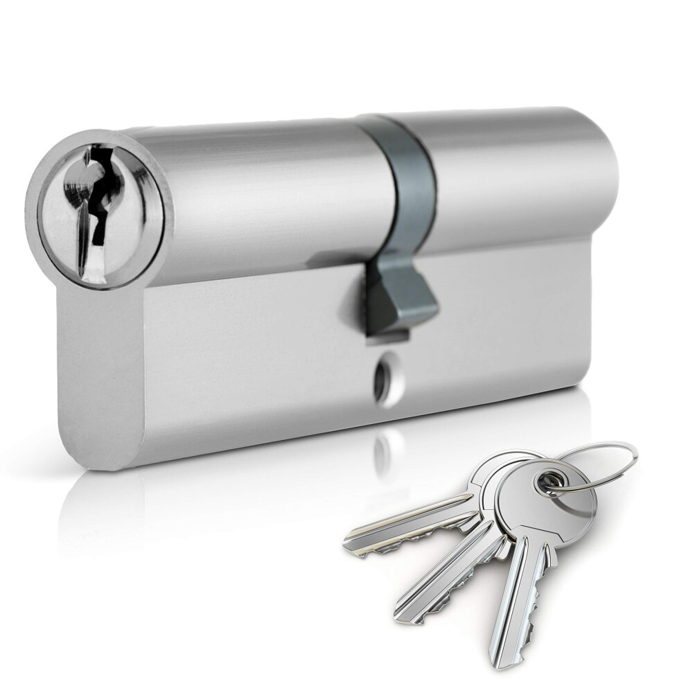 Xfort Chrome 40/50 Euro Cylinder Lock (90Mm), Euro Door Barrel Lock With 3 Keys, Anti-Bump, Anti-Drill And Anti-Pick Door Lock With Key To Ensure 5060568903651