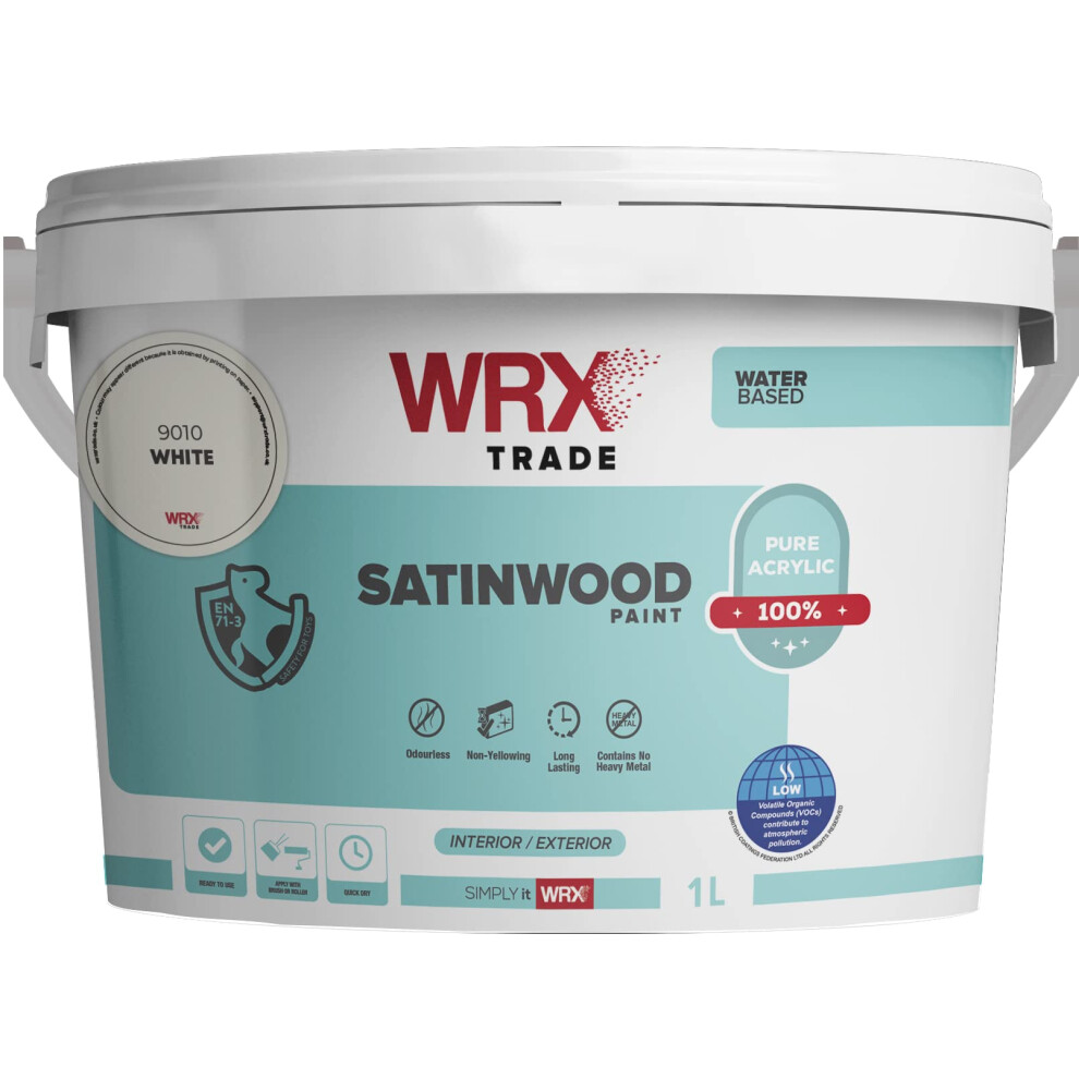 WRX Trade Satinwood Paint – Brilliant White - Water Based (1L)