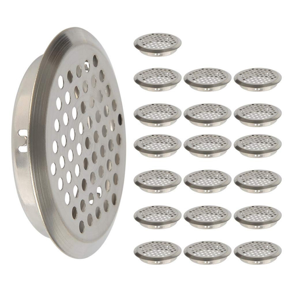20 Pcs 53Mm Stainless Steel Air Vent Hole, Ventilation Louver Round Shape Ventilation Grille For Kitchen, Bathroom,Cabinet, Wardrobe, Or Shoe Cabinet 750440590486