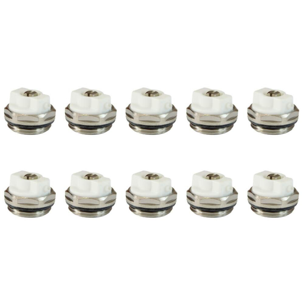 X10 Manual Radiator Air Vent Bleed Plug Valve 1/2" Bsp 5051123052884
