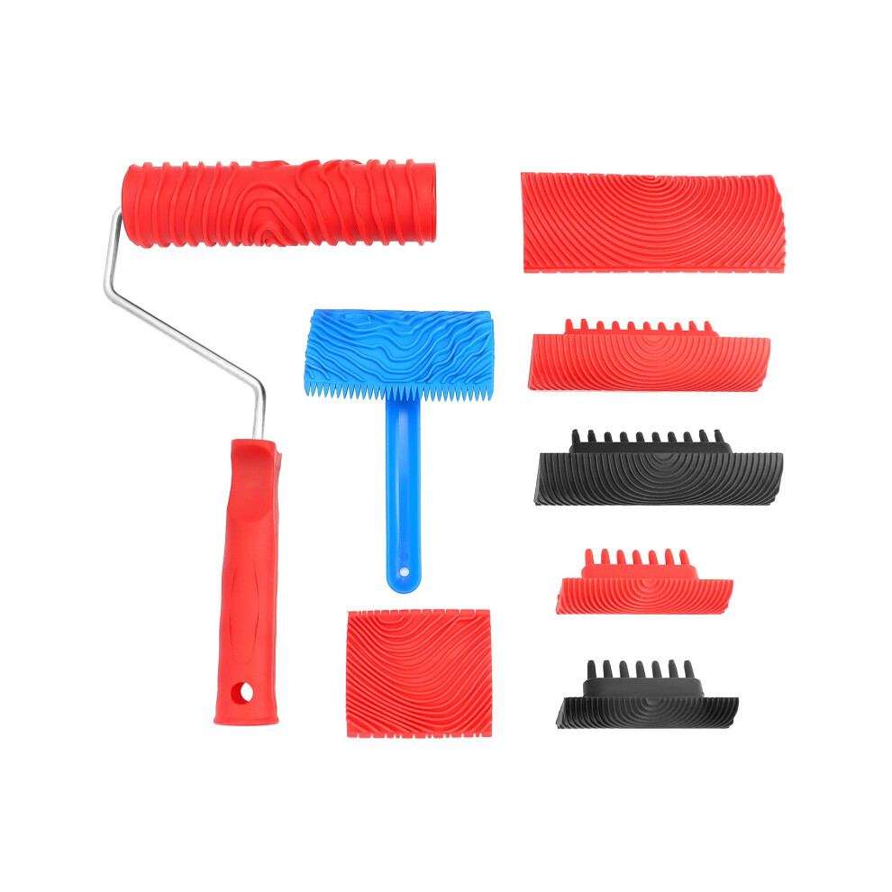 Qwork 8Pcs Wood Grain Tool Set, Rubber Painting Tool Set For Diy Home Decoration With Empaistic Wood Grain Textured 795973637321