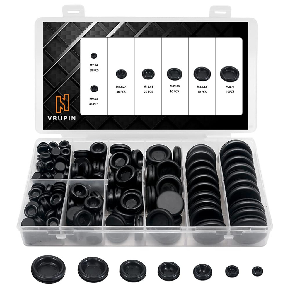 188 Pieces Closed Rubber Grommet Firewall Solid Closed Hole Plug Assortment Kit For Wire Electrical Appliance Plumbing 720088970704