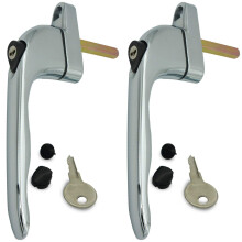 2 Window Handles for UPVC Windows UPVC Window Handle Polished UK Silver Chrome Window Handle Replacement Double Glazing PVC Window Handle Spindle and
