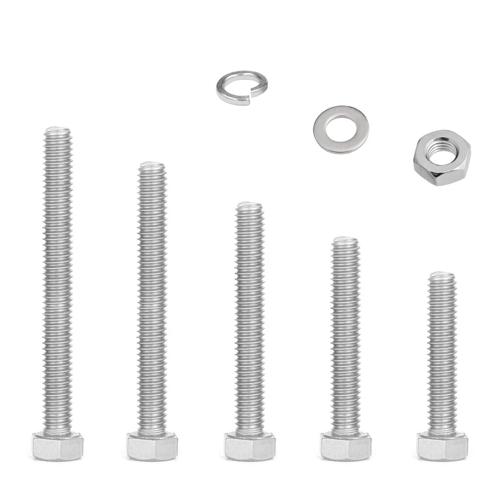 M5 Nuts And Bolts Set,Stainless Steel Hex Bolts Sets With Washers, Longer Machine Screws Assorted,Fully Threaded Bolts For Car, 679628424262