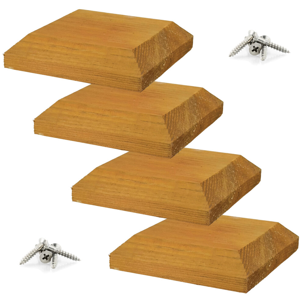 Irontite 4 Pack Wooden Fence Post Caps 4X4, Newel Post Cap Fence Toppers To Suit 100Mm (4") Square Fence Newel Posts. Protect Your Posts With This 5060848551350