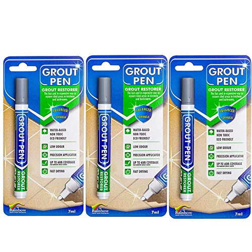 3 X GREY Grout Pens For restoring tile grout.