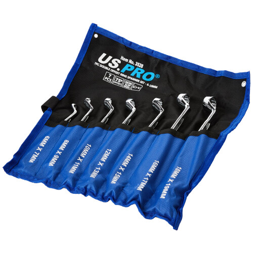 us pro Tools 7pc Double Hex 35 Deg Offset Swan Neck Spanner Set 6-19mm 2984