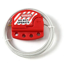 Red Lockout Tagout Cable Lock. Adjustable Steel Vinyl Coated Cable Lockout for Lock Out Tag Out Applications. Works with Safety Loto Locks