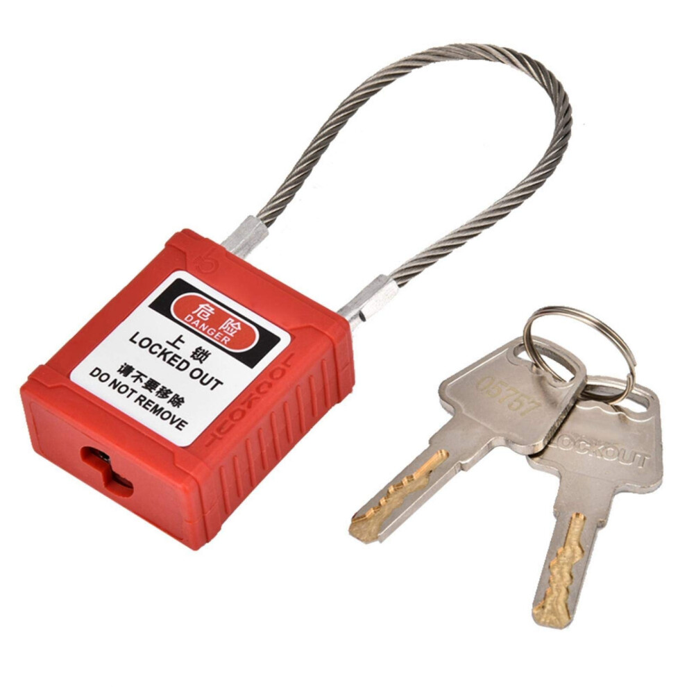 Metal Padlock, Tagout Cable Lock, Keyed Padlocks, Engineering Safety Padlock Rope Long Beam Lockout Tag Out Isolation Lock 9306008129691