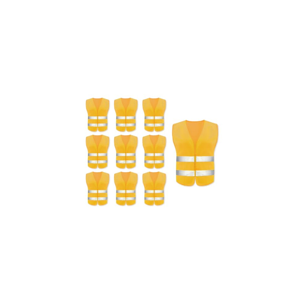 Safety Vests, 10Pcs Reflective High Visibility Vests, Hi Vis Safety Vests, High Vis Jacket With 2 Reflective Strips, For Traffic Work, Running, 717025102489