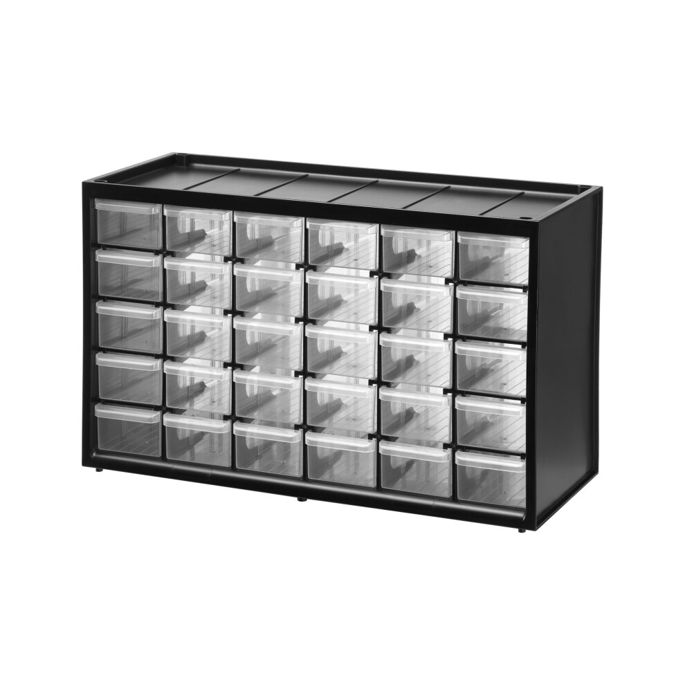 1-93-980 Storage Box with compartments, Black/Transparent