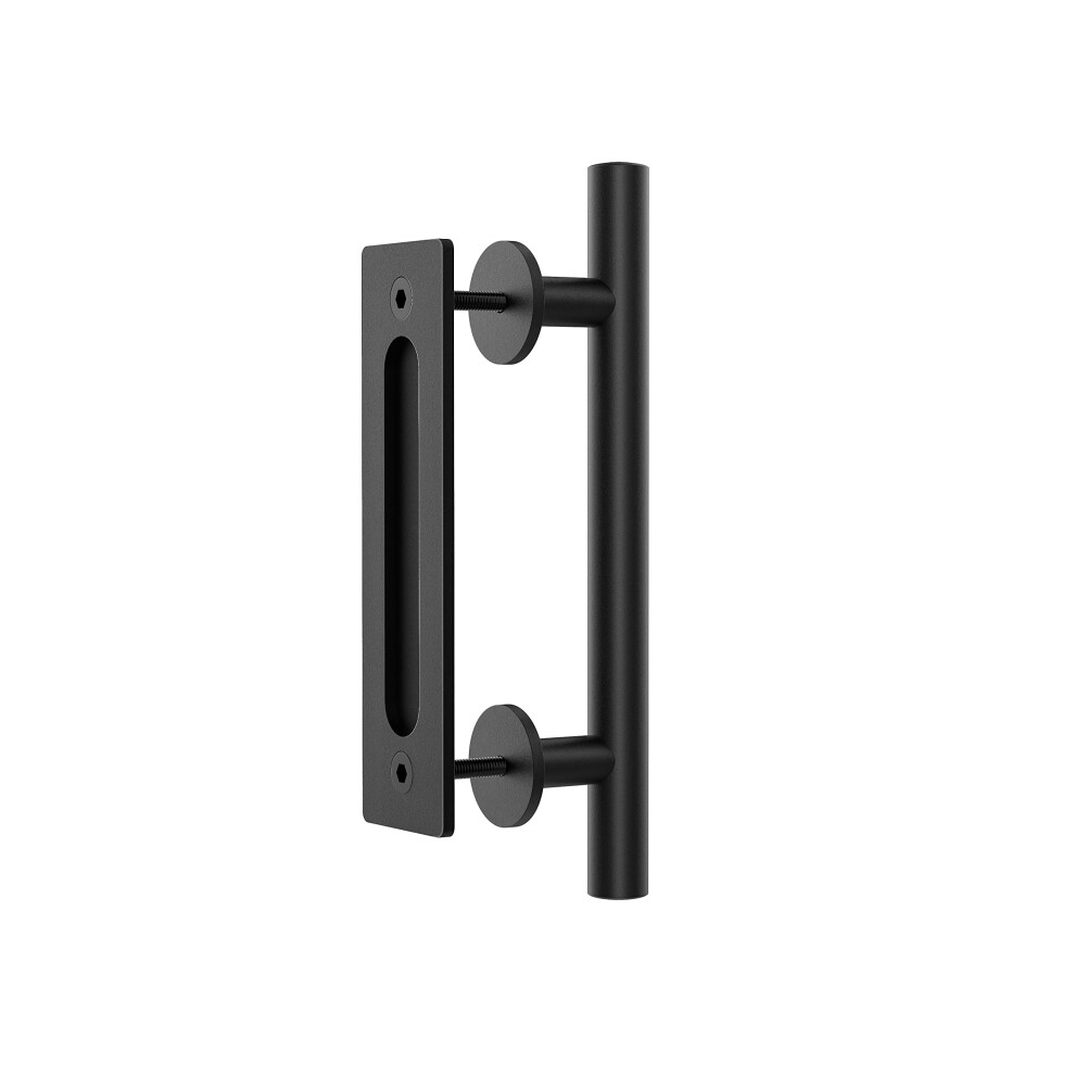 Poign   e de porte coulissante 30 cm, double face, noire, pour porte de grange, kit coulissant, tirette affleurante, grand style rustique