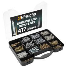 Screws and Wall Plugs Set 417 Pieces - Storage Case with Set of Wall Plugs in 4 Sizes in total 204 Pieces + Screw Set in 9 Sizes for a total of 213