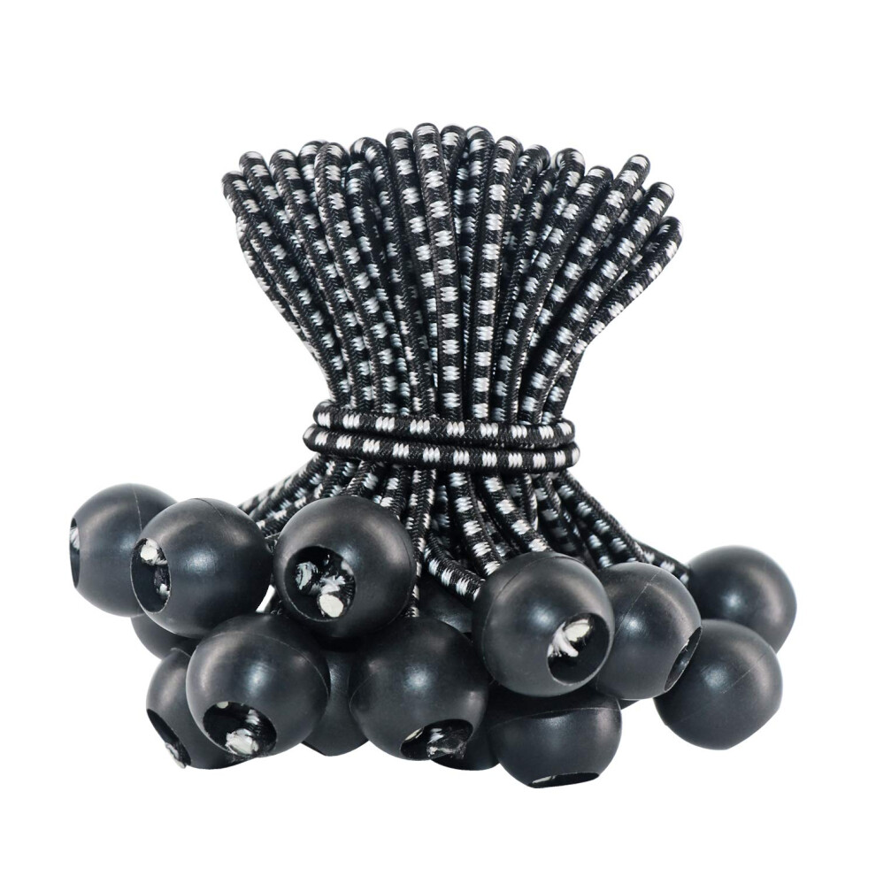 Bungee Cord With Balls, 30Pcs 4 Inch Black Bungee Ball Cords, Heavy Duty Tarp Bungees Ties Elastic Tie Down Straps For Tarpaulin Tent Camping 799715119410