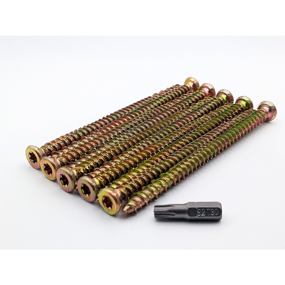 Af4f 20 Pack 202Mm X 7.5Mm Concrete Frame Fixing Screw Window, Door, General Joinery With Free Torx 30 Bit ((20 Pack) 5060865080192