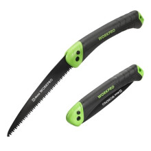 Pruning Saw, 7” Folding Hand Saw with Secure Lock, Bi-Metal D6A+M2 Saw Blade, Triple Teeth, Push Button, Soft Grip Folding Saw for Wood Gardening