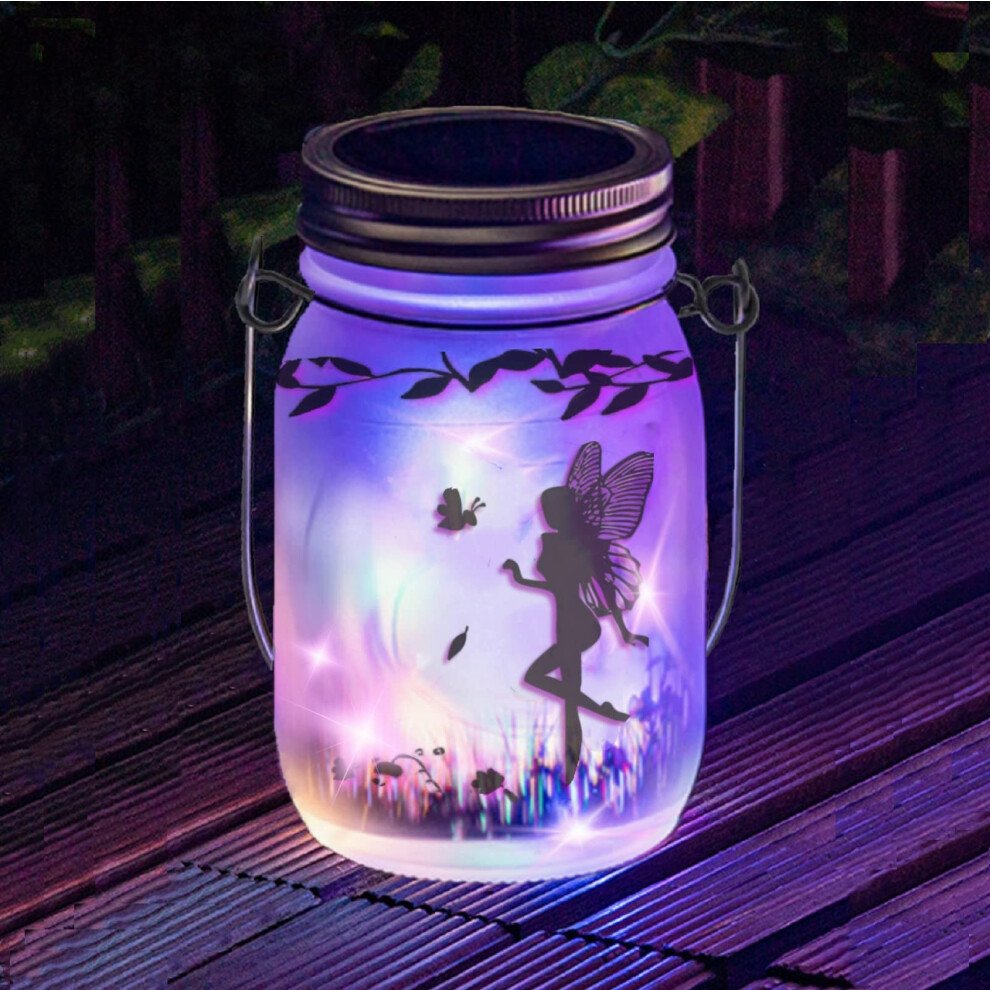 Solar Fairy Lantern Outdoor, Garden Ornaments Waterproof Hanging Frosted Glass Solar Mason Jar Lights LED Hanging Lamp for Table, Yard, Garden, Patio,