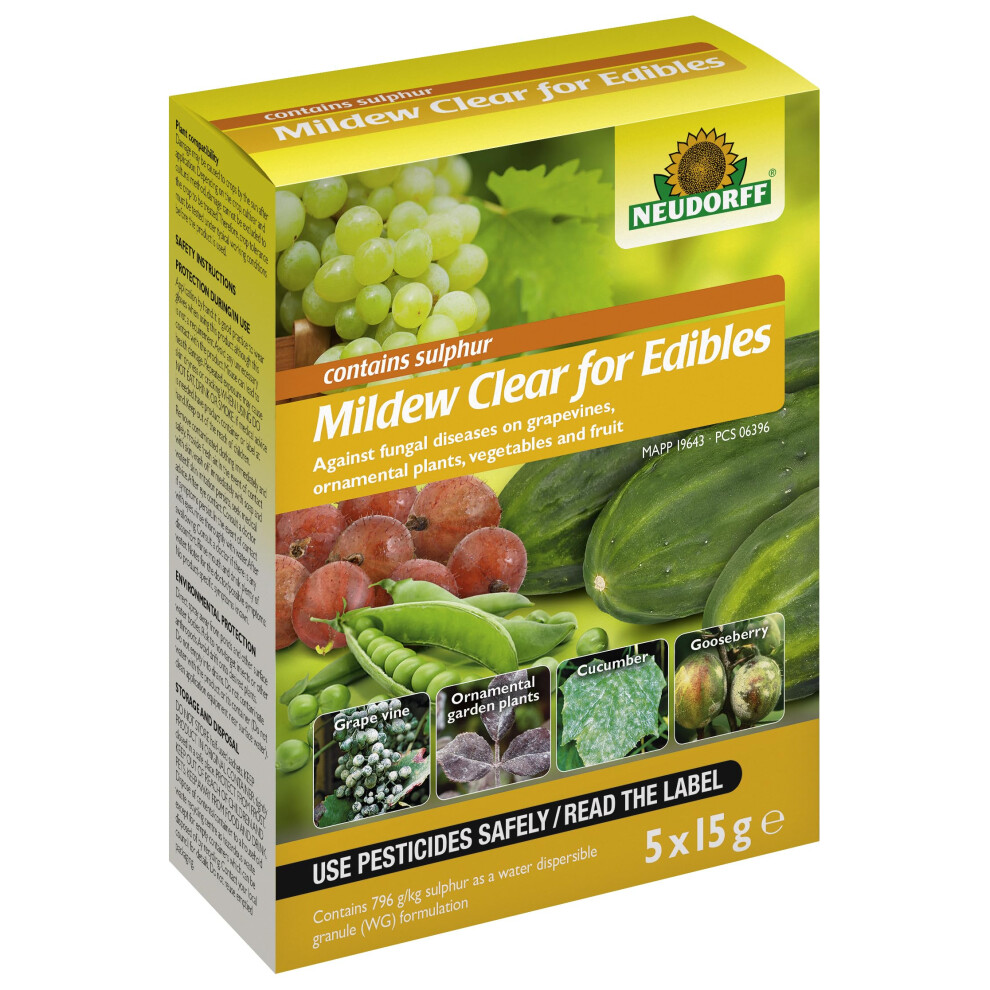Neudorff Mildew Clear For Edibles, 5X 15G Packs – Against Fungal Diseases On Vegetables And Fruits, Fungicide For Powdery Mildew Treatment, Plant Fungicide,