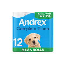 Complete Clean Toilet Tissue; 12 Mega Toilet Rolls = 18 Standard Loo Rolls with Unique 3D Wave Texture for a Proven, Effective Clean (Previously