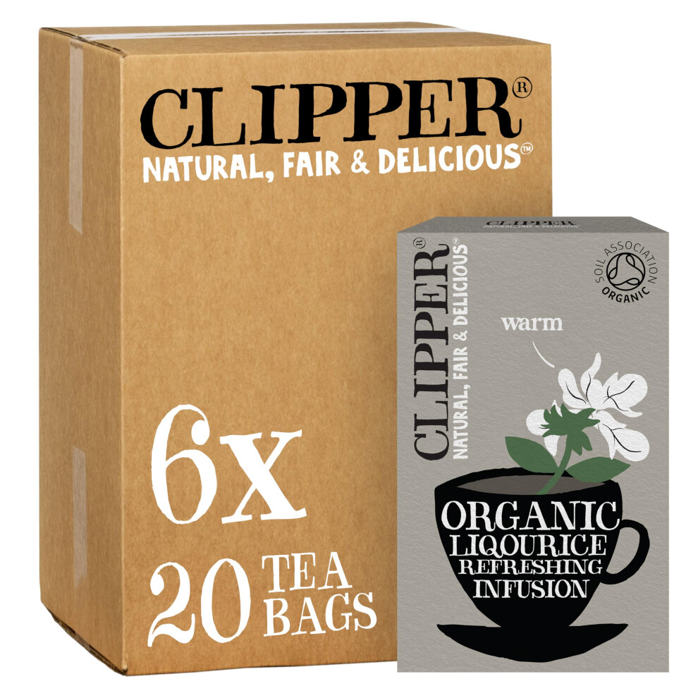 Clipper Organic Liquorice Tea Bags | 120 Infusion Liquorice Root Teabag Sachets (6 X Boxes Of 20) | Bulk Buy For Home & Catering | Caffeine-Free Herbal Tea