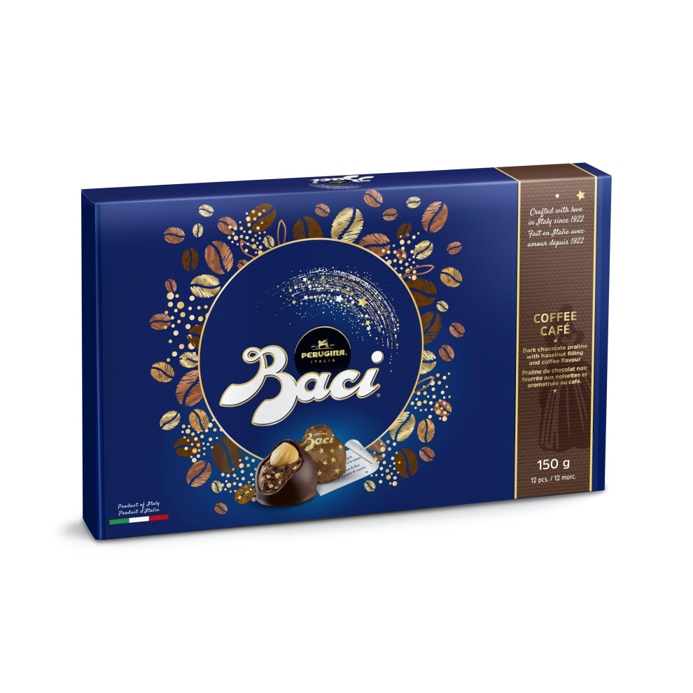 Baci Coffee Gift Box, Coffee Flavoured Dark Chocolate Hazelnut Truffles with Praline & Coffee Extract, Gluten Free, 150 g (Pack of 1)