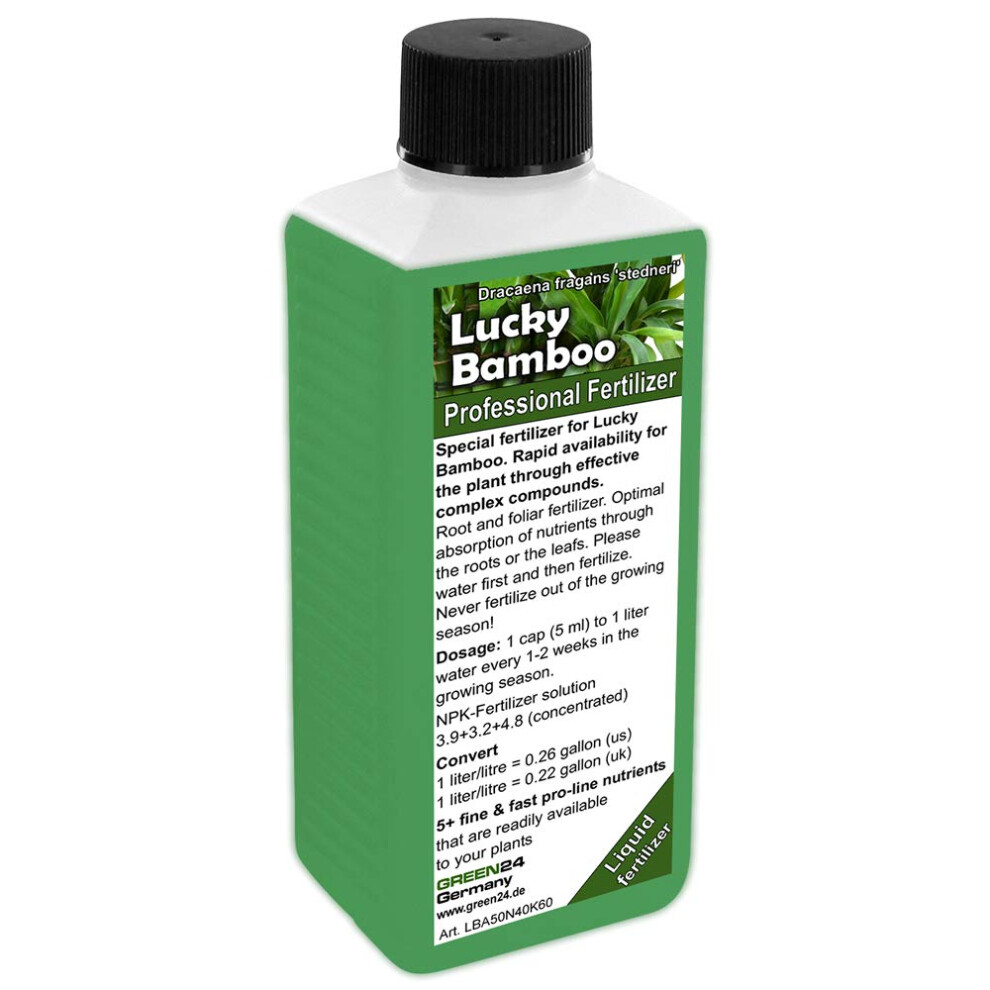 Lucky Bamboo Liquid Fertilizer, Feed, Plant Food NPK for Dracaena braunii, Dracaena sanderiana, Sander's Dracaena, Ribbon dracaena, Curly Bamboo,