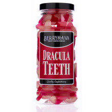 Original Dracula Vampire Teeth Fangs Jelly Gummy Retro Sweets Gift Jar By Berrymans Sweet Shop - Classic Sweets, Traditional Taste.