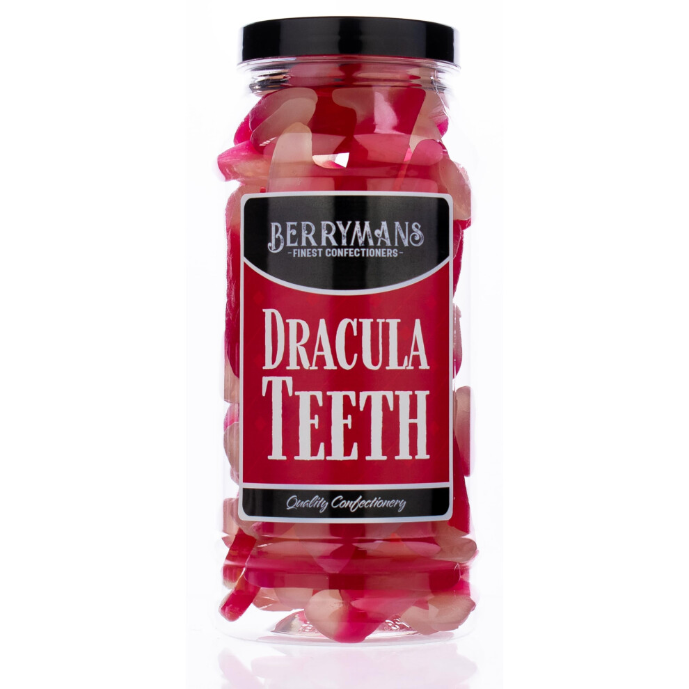 Berrymans Original Dracula Vampire Teeth Fangs Jelly Gummy Retro Sweets Gift Jar By Sweet Shop - Classic Sweets, Traditional Taste.