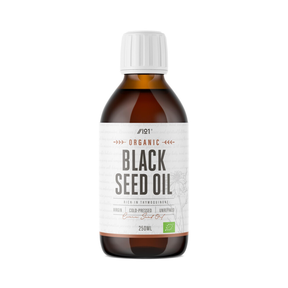 Organic Black Seed Oil 250ml â Cold & Freshly Pressed â Up to 5X% Strength Thymoquinone â 100% Pure Extra Virgin Cumin Black Seed Oil - By