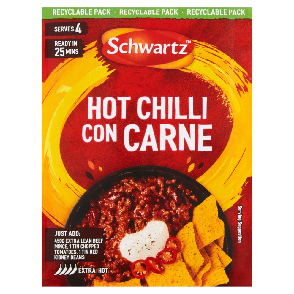 Hot Chilli Con Carne Mix 41 G | Serves 4 | Pack of 12 | Hot, Spicy, and Tangy Taste | With Chillies, Cumin, and Dried Garlic | Suitable for