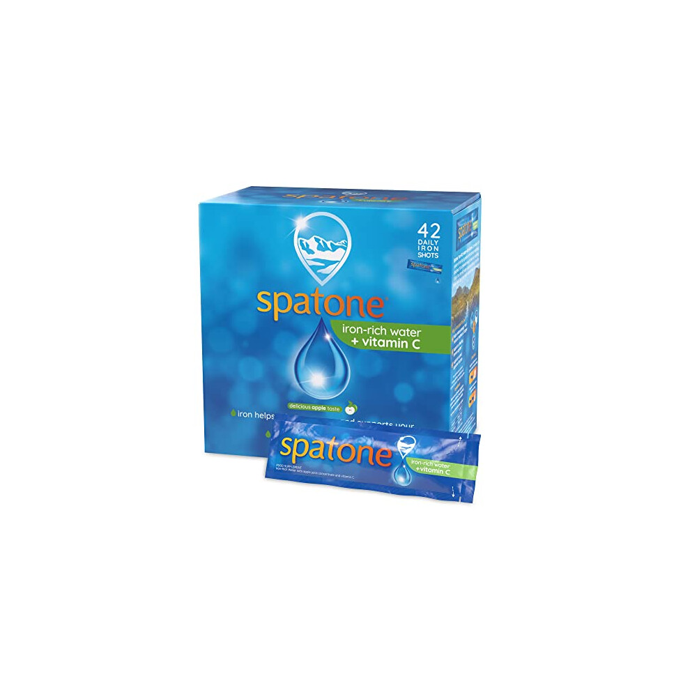 Spatone Natural Iron Supplement + Vitamin C (42 Sachets), Daily Convenient Liquid Iron Sachets, Nothing Artificial, Better Absorption Than Tablets, Less Side