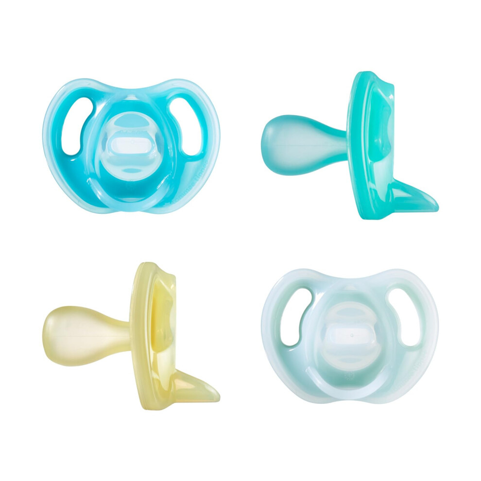 Ultra-light Soothers, 6-18 months, 4 pack of one piece silicone, BPA free soothers