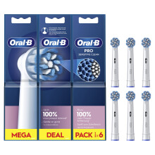 Pro Sensitive Clean Electric Toothbrush Head, X-Shaped & Extra Soft Bristles for Gentle Brushing & Plaque Removal, Pack of 6 Toothbrush Heads, White