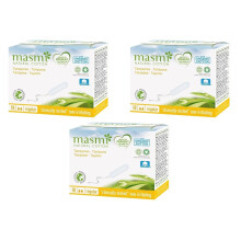 3 x18 Masmi Regular Tampons Organic Cotton Non Applicator, Plastic Free, Hypoallergenic, Biodegradable, Perfume, Viscose, Rayon, Chlorine and Dioxin