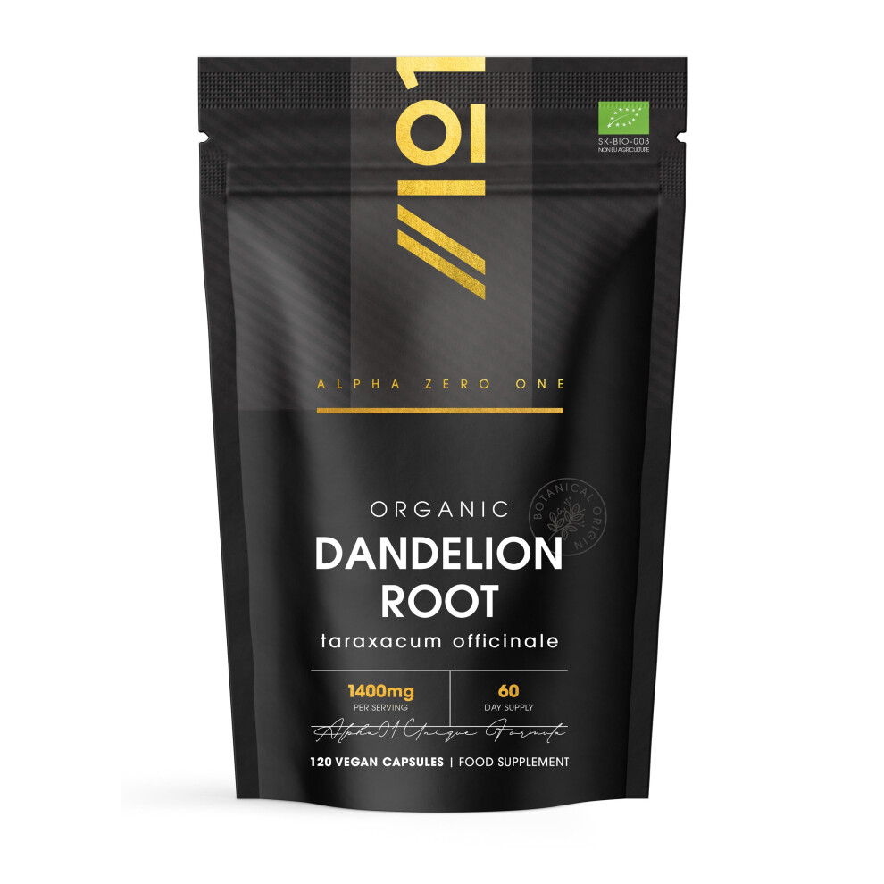 Alpha01 Organic Dandelion Root 1400Mg - 120 Capsules - High Strength Taraxacum Officinale (2 Months Supply) By