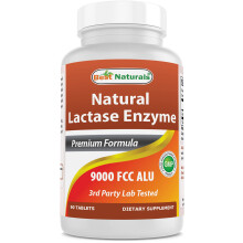 Lactose Intolerance Relief Tablets with Natural Lactase Enzyme, Fast Acting High Potency Lactase, 9000 FCC ALU, 90 Count