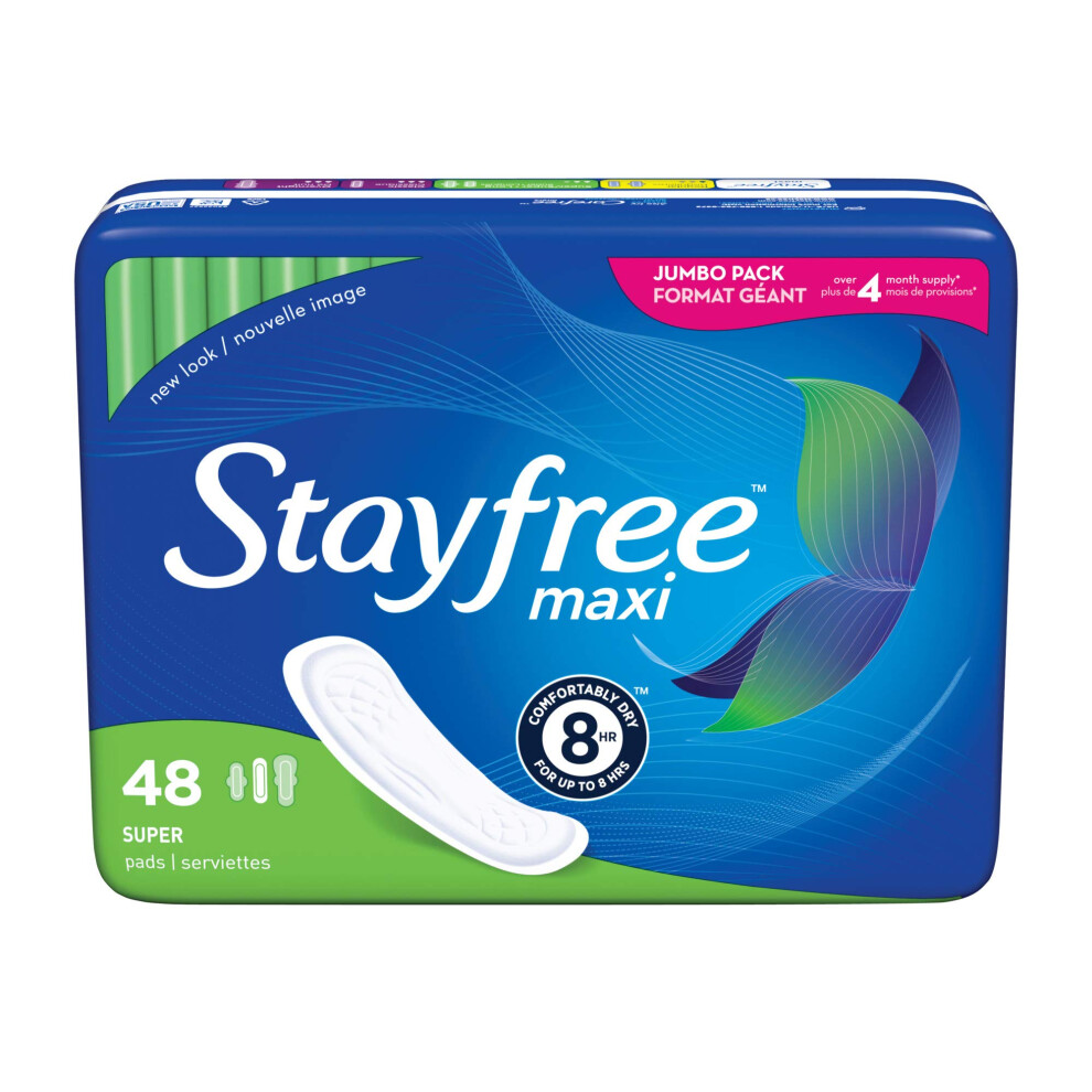 Stayfree No Wings Maxi Super Pads - 48 Count