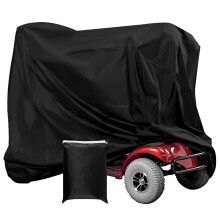 Waterproof Mobility Scooter Cover, Black Heavy Duty 190D Oxford Scooter Cover,4 Wheel Power Scooter Travel Storage Cover to Prevent Rain Wind Dust Sun
