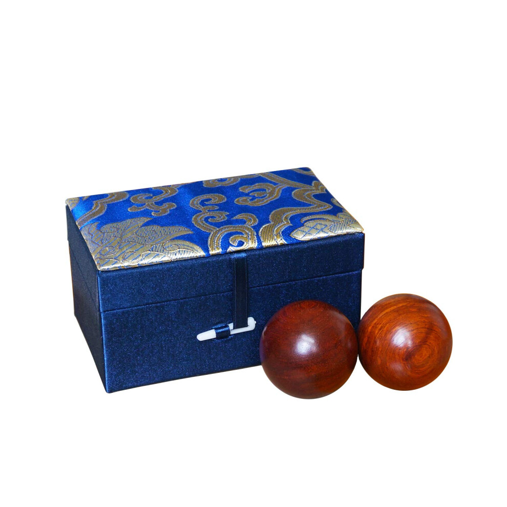 Boclay Blue Qi Gong Rosewood Balls Baoding Balls With Brocade Box Chinese Exercise Stress Medicine Balls For Relaxation Meditation (Navy )