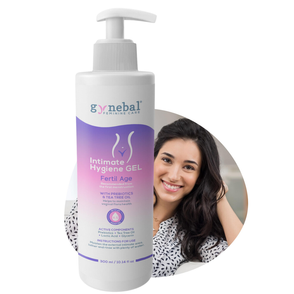 Gynebal Intimate Wash Women Gel For Ladies In Fertile Age - Purifying, Moisturising, Prevent Feminine Dryness - With Prebiotics For Balance And Healthy Flora