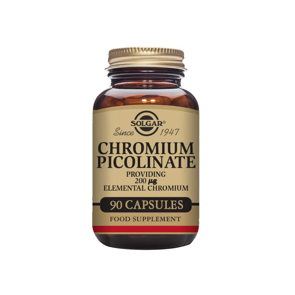 Chromium Picolinate 200 µg Vegetable Capsules - Pack of 90 - High Absorption Rate - Supports a Healthy Metabolism and Blood Glucose Level - Vegan and