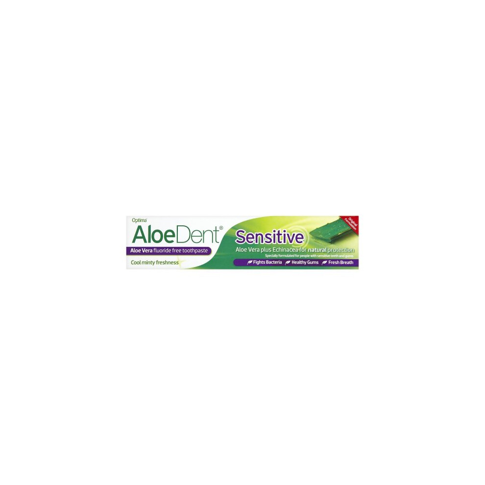 Aloedent 100ml Sensitive Aloe Vera Plus Echinacea Fluoride Free Toothpaste - Pack of 3