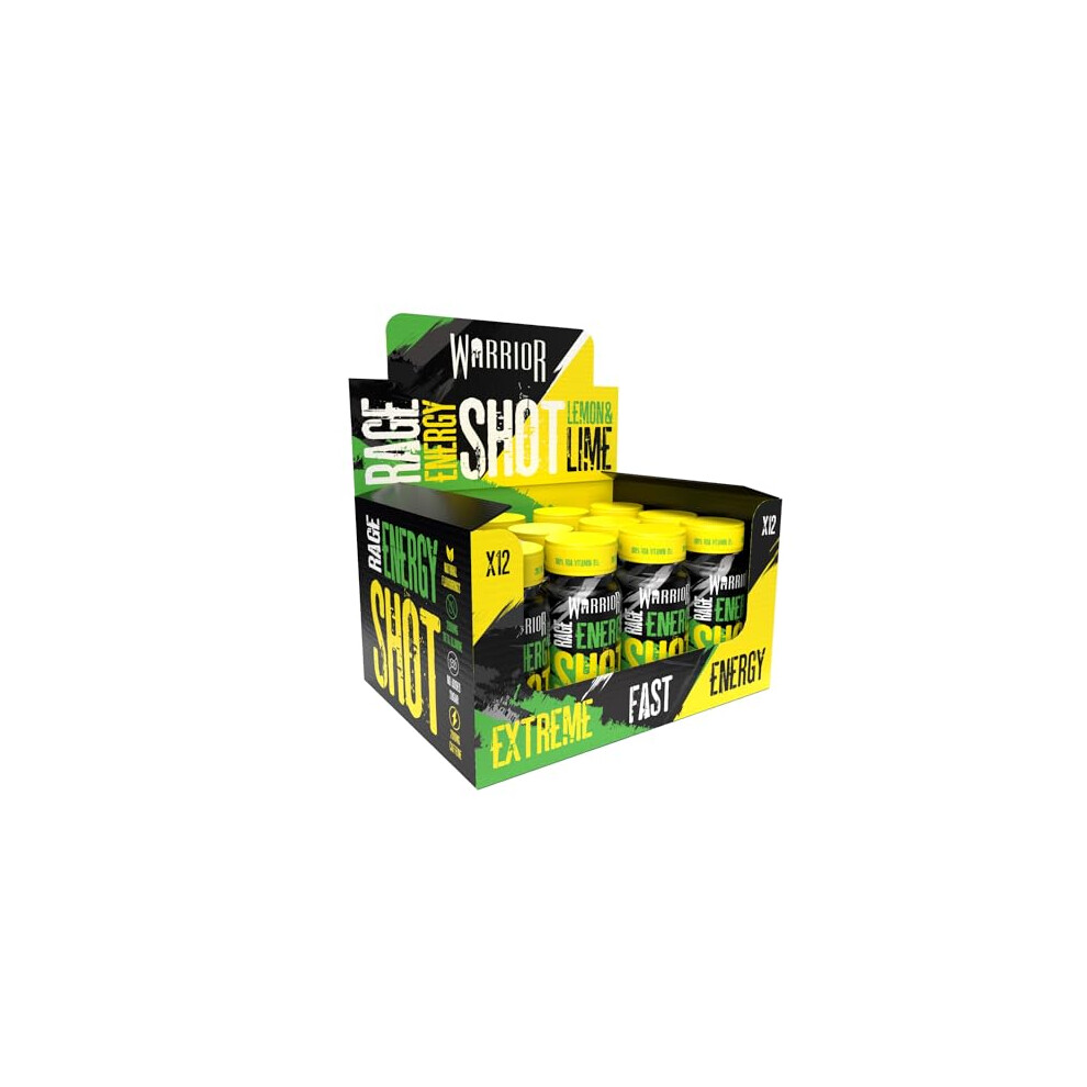Warrior Rage Energy Shot – Pre Workout Shot – Energy Drink – 12 X 60Ml – Ready To Drink Supplement – 200Mg Caffeine – Natural Flavourings, No