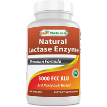 Best Naturals, Fast Acting Lactase Enzyme, 3000 FCC ALU, 180 Tablets (180 Count (Pack of 1))