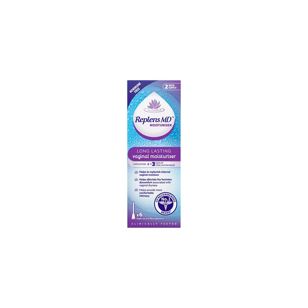 Replens Long Lasting Vaginal Moisturiser, Up To 3 Days Of Long-Lasting Relief From Vaginal Dryness, Relieves Discomfort, Hormone Free, Clinically Tested, Pack