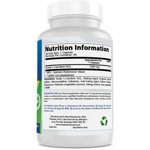 Acetyl L-Carnitine 1000 mg 60 Capsules 1