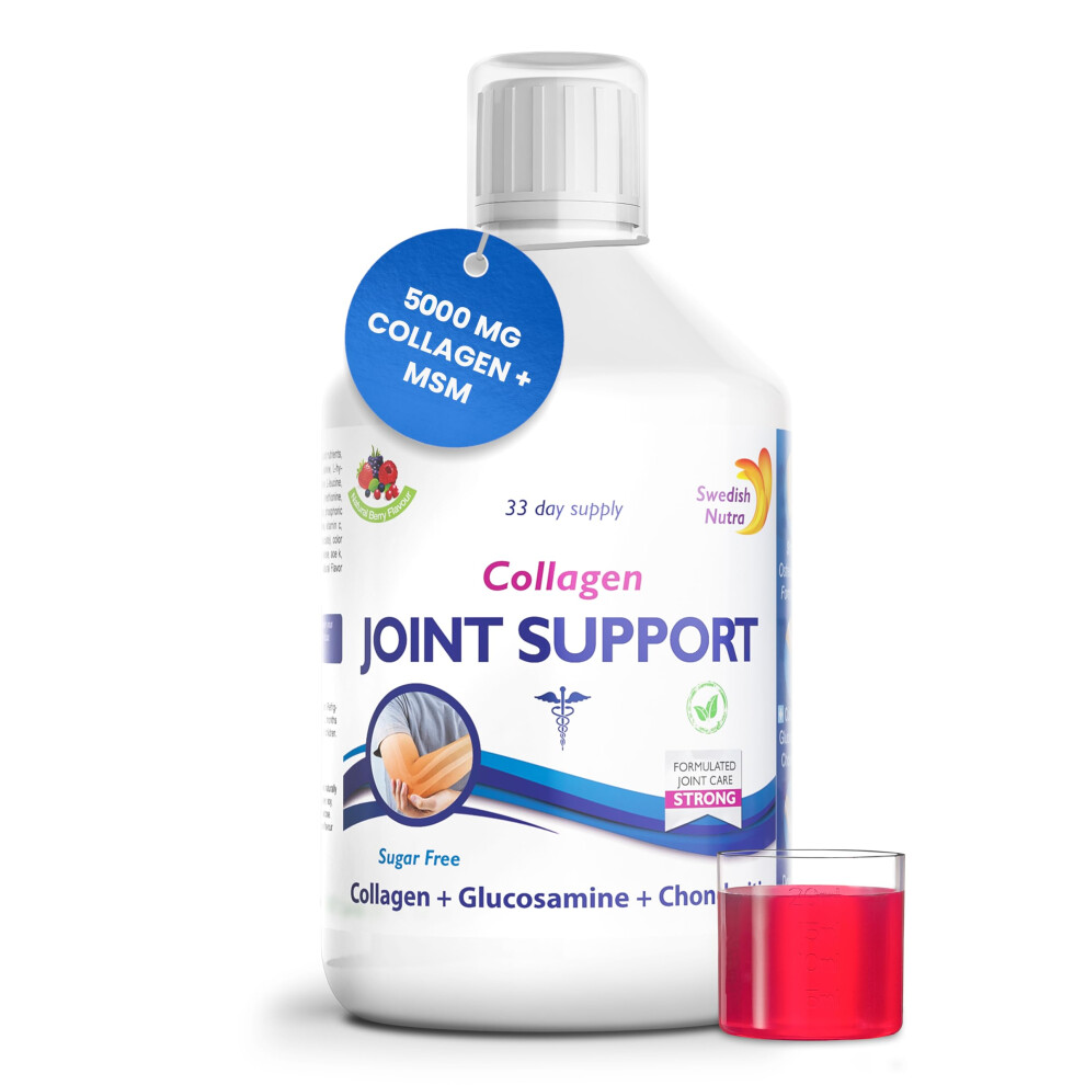 Swedish Nutra - Joint Support Collagen - Pack Of 500Ml, 33 Day Supply | Berry Flavour | With Glucosamine & Msm | 100% Natural Flavour, Sugar & Gluten Free | High