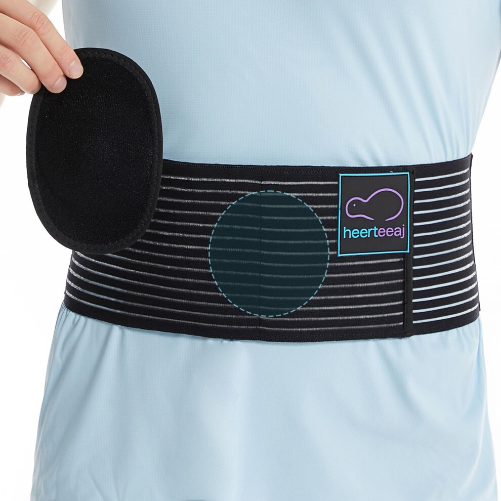 Heerteeaj Umbilical Hernia Belt For Men And Women - Hernia Support For Men With Compression Pad (Inguinal, Femoral, Incisional) - Abdominal Binder Post Surgery