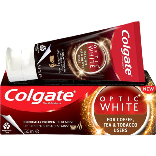 Colgate Optic White Whitening Toothpaste for Coffee, Tea and Tobacco Users (50 ML)